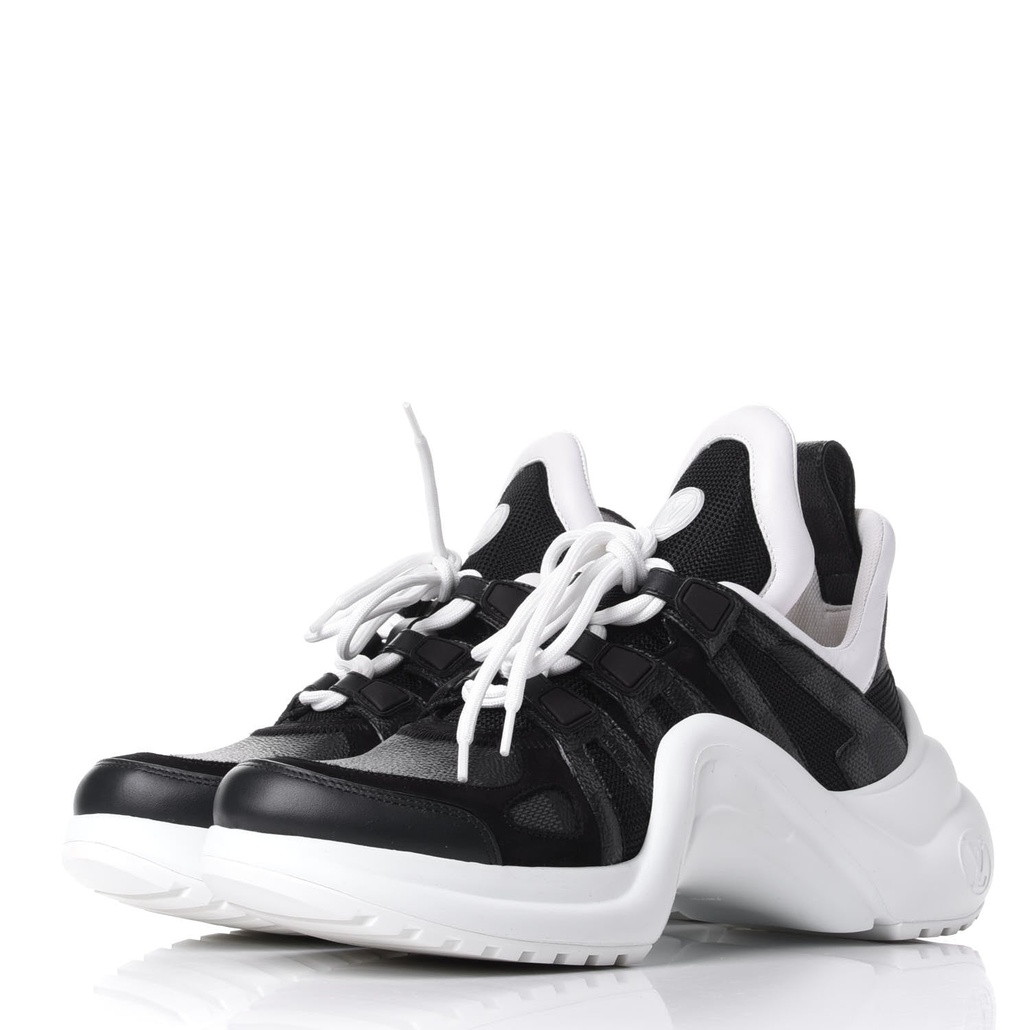 Louis Vuitton Calfskin Technical Nylon Damier Graphite LV Archlight Sneakers 38 Black White 3 of 9