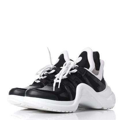 Louis Vuitton Calfskin Technical Nylon Damier Graphite LV Archlight Sneakers 38 Black White 3 of 9