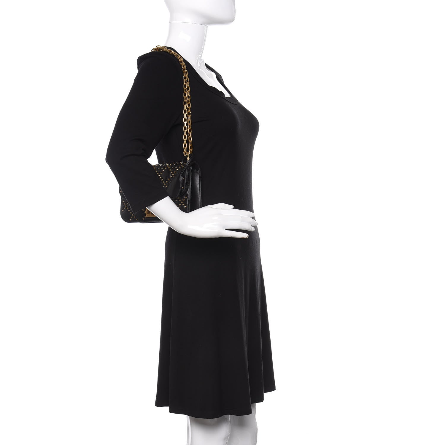 Christian Dior Lambskin Cannage Studded Small Dioraddict Flap Bag Black 2 of 10