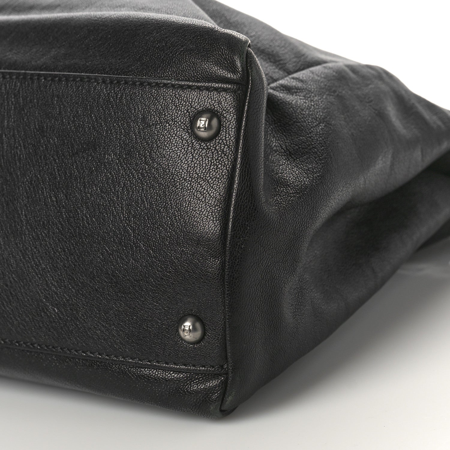 Fendi Goatskin Zucca Large Peekaboo Iconic Satchel Black Tobacco 9 of 9