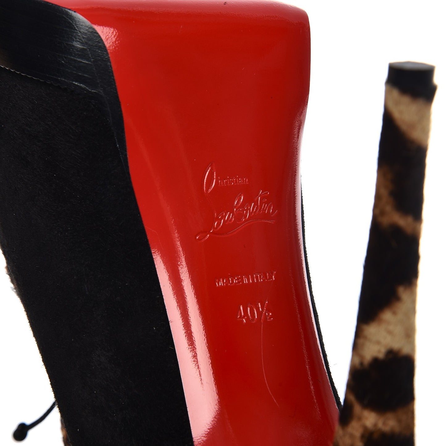 Pony Hair Suede Miss Poppins 140 Peep Toe Platform Booties 40.5 Version Leopard