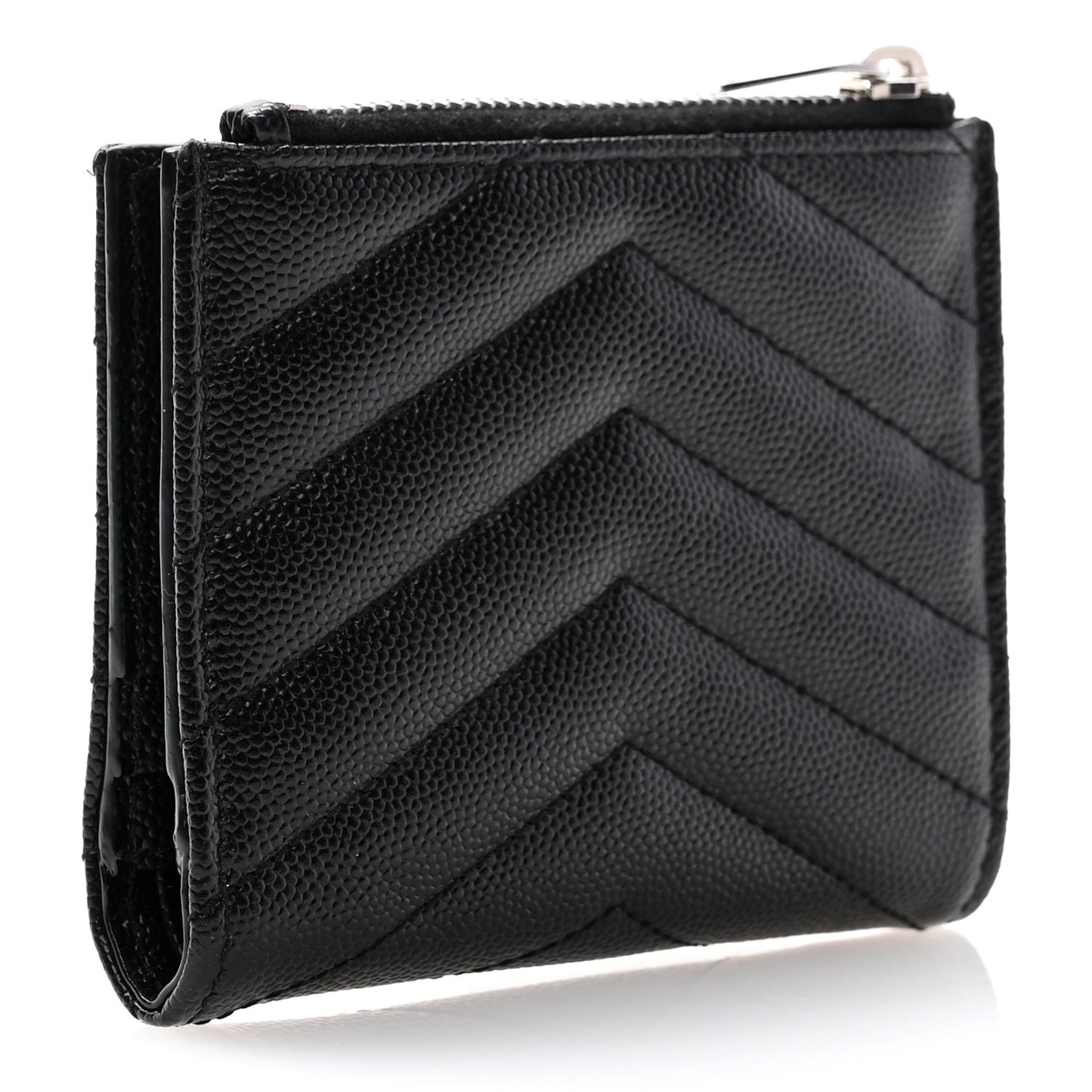 Grain De Poudre Matelasse Chevron Monogram Zipped Card Case Black