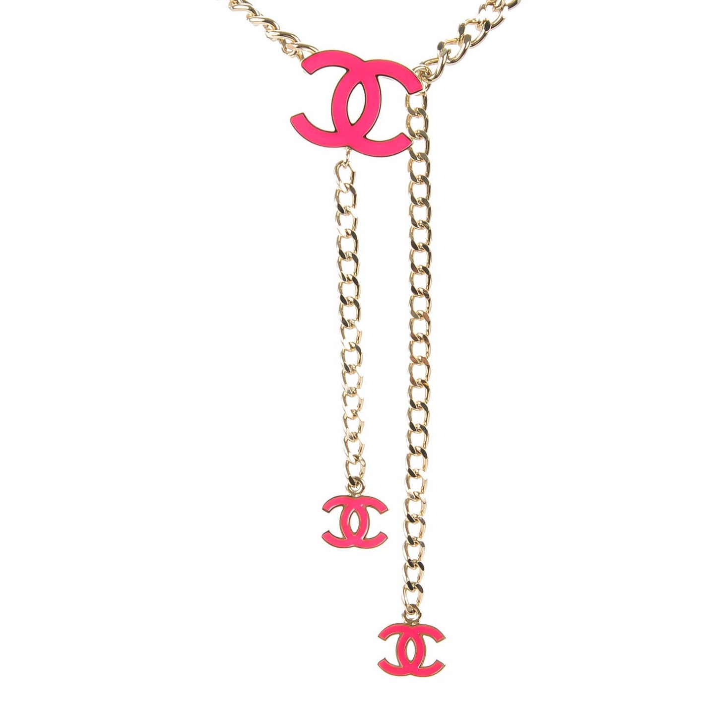 Enamel CC Chain Belt Pink Gold