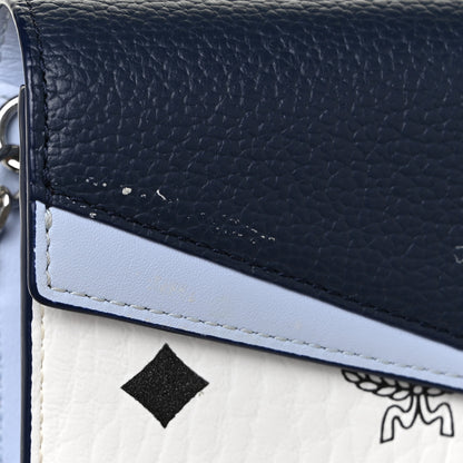 MCM Calfskin Visetos Monogram Millie Color Block Crossbody Bag White Mood Indigo 9 of 10