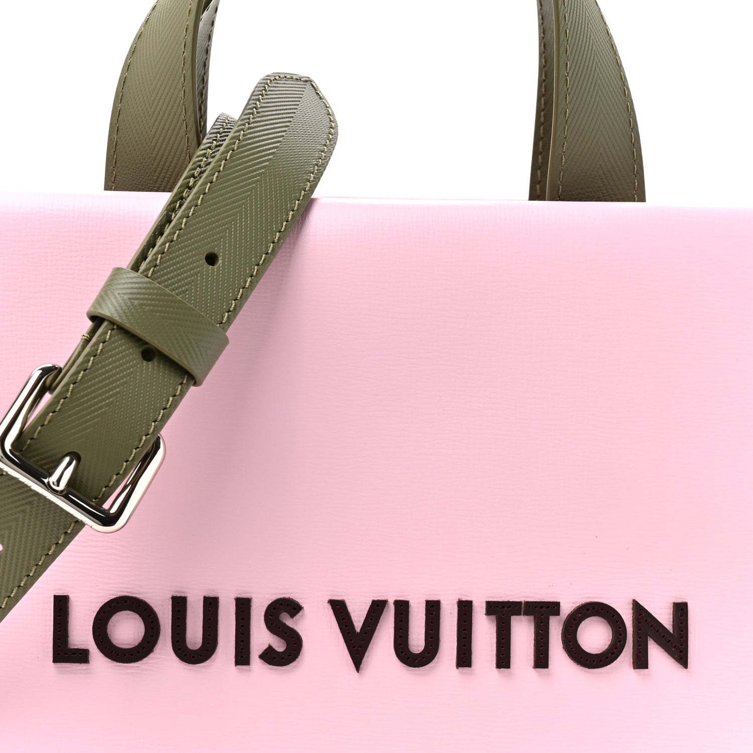 Louis Vuitton Calfskin Mini Shopper Tote Khaki Green Pink 7 of 9