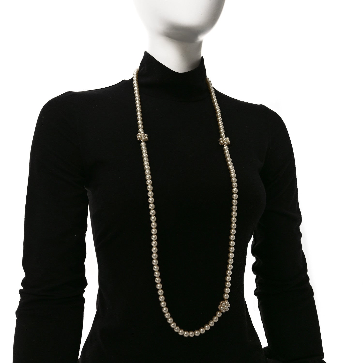 Chanel Pearl CC Camellia Long Necklace Gold 2 of 5