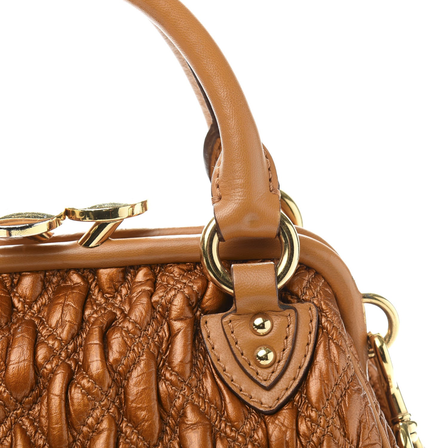 Marc Jacobs Metallic Calfskin Quilted Elastic The Kid Stam Dark Orange 12 of 15