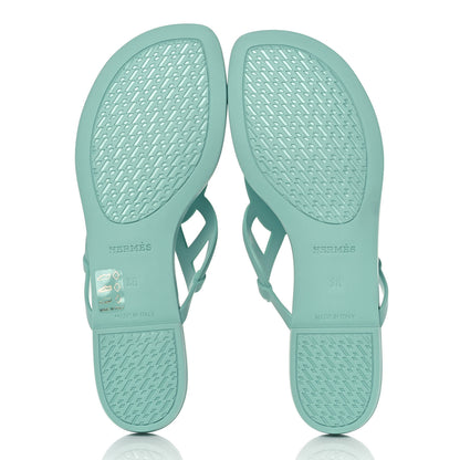 Hermes Rubber Womens Egerie Sandals 38 Vert Embrun 5 of 9