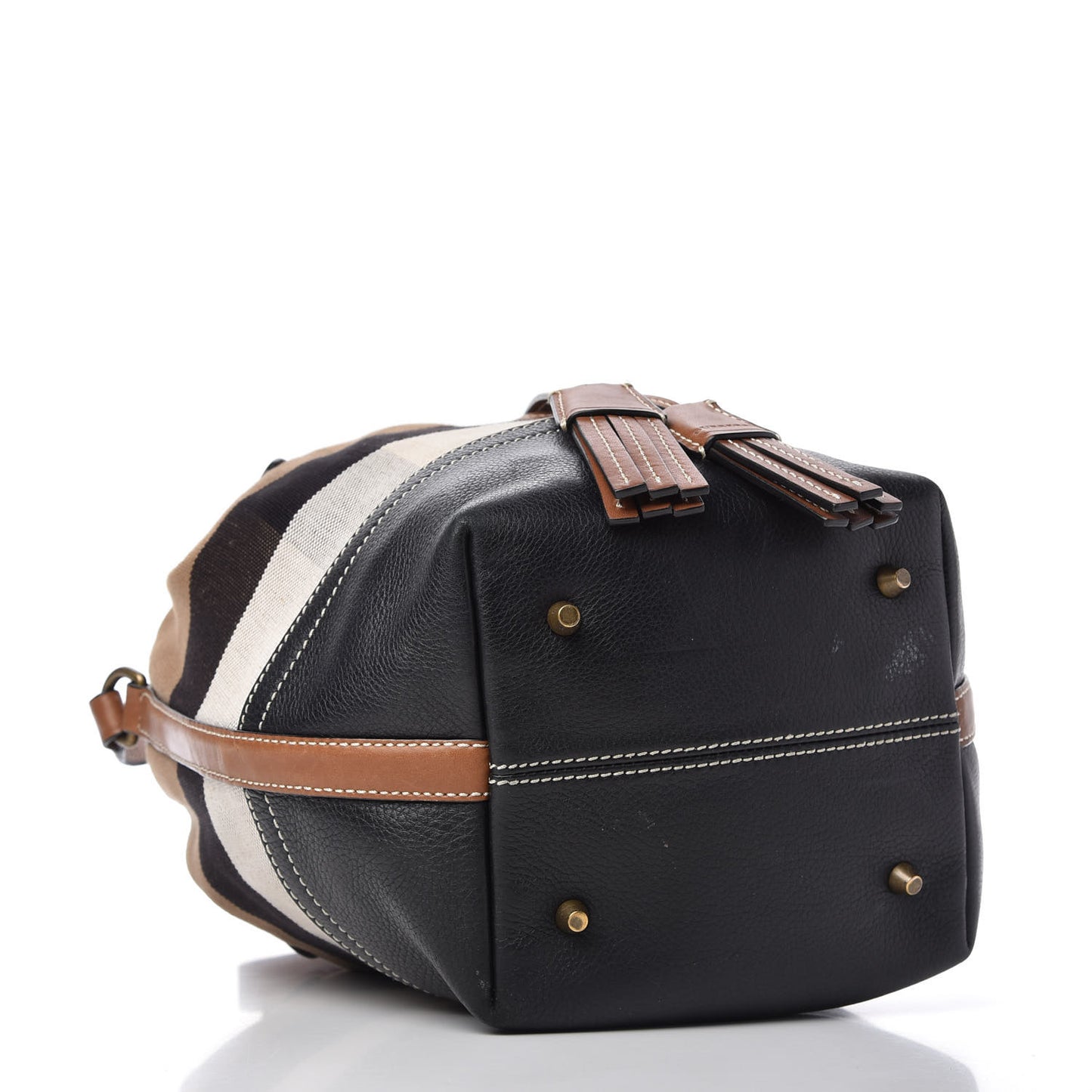 Canvas Check Grainy Calfskin Heston Crossbody Black