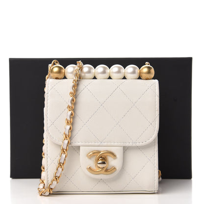 Chanel Goatskin Chic Pearls Clutch On Chain White 11 of 18