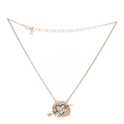 Chanel Crystal Heart Arrow Short Necklace Gold 3 of 7