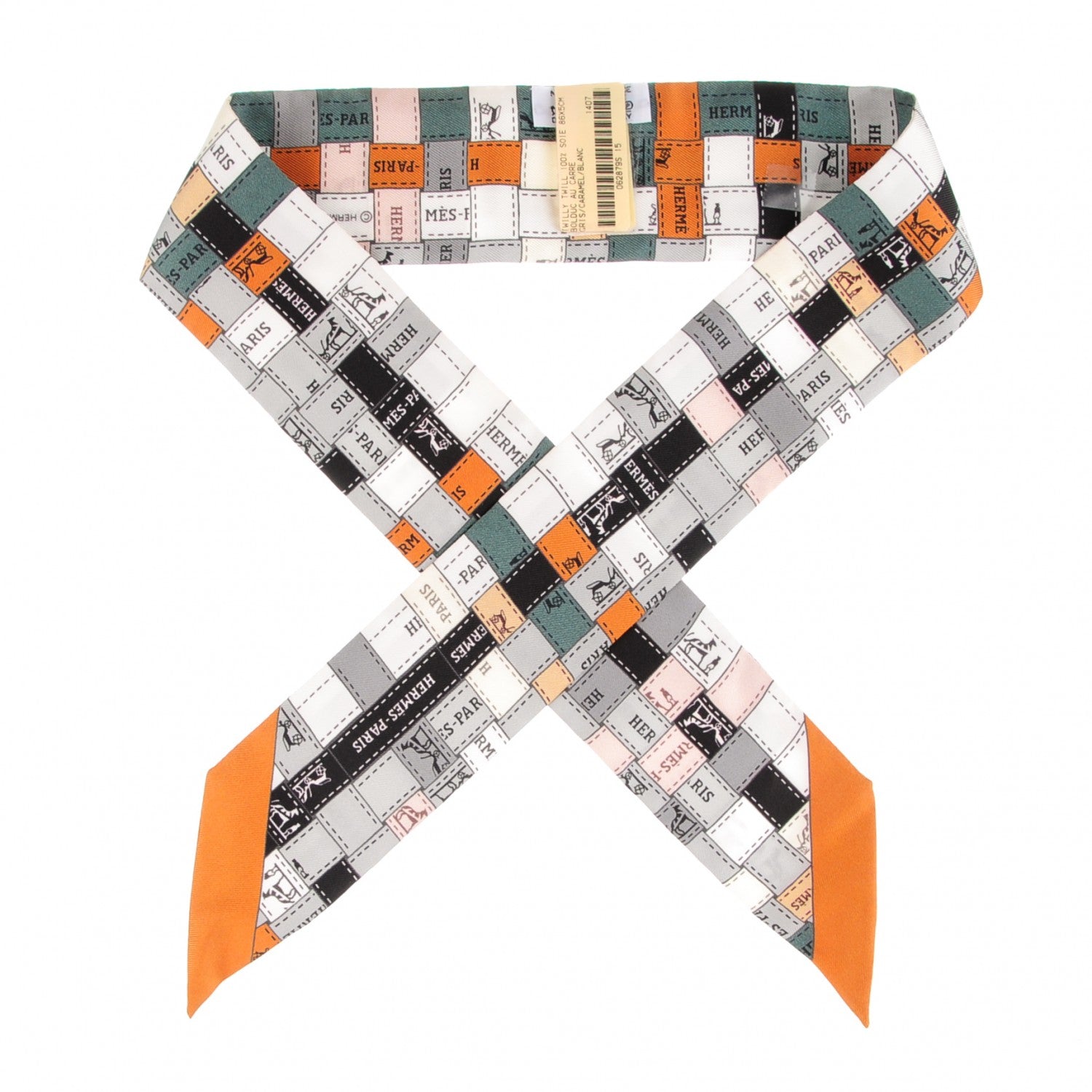 Hermes Silk Bolduc Au Carre Twilly Gris Caramel Blanc 1 of 7