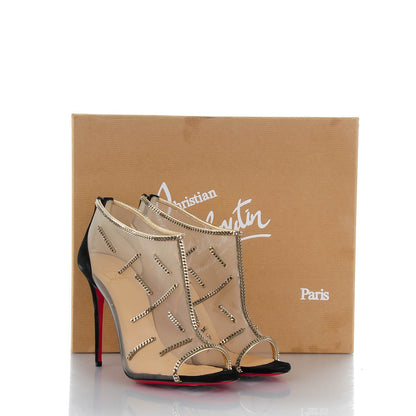 Christian Louboutin Mesh Embellished Signifiamma 100 Peep Toe Sandals 38 Black 6 of 6