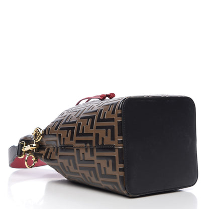 Fendi Vitello Grace F is Fendi Bi-Color FF 1974 Embossed Grande Mon Tresor Bucket Bag Maya Black Fragola 3 of 9