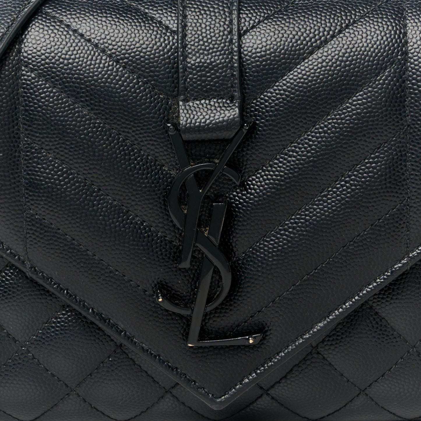 Grain De Poudre Textured Mixed Matelasse Triquilt Small Monogram Monochrome Satchel Black