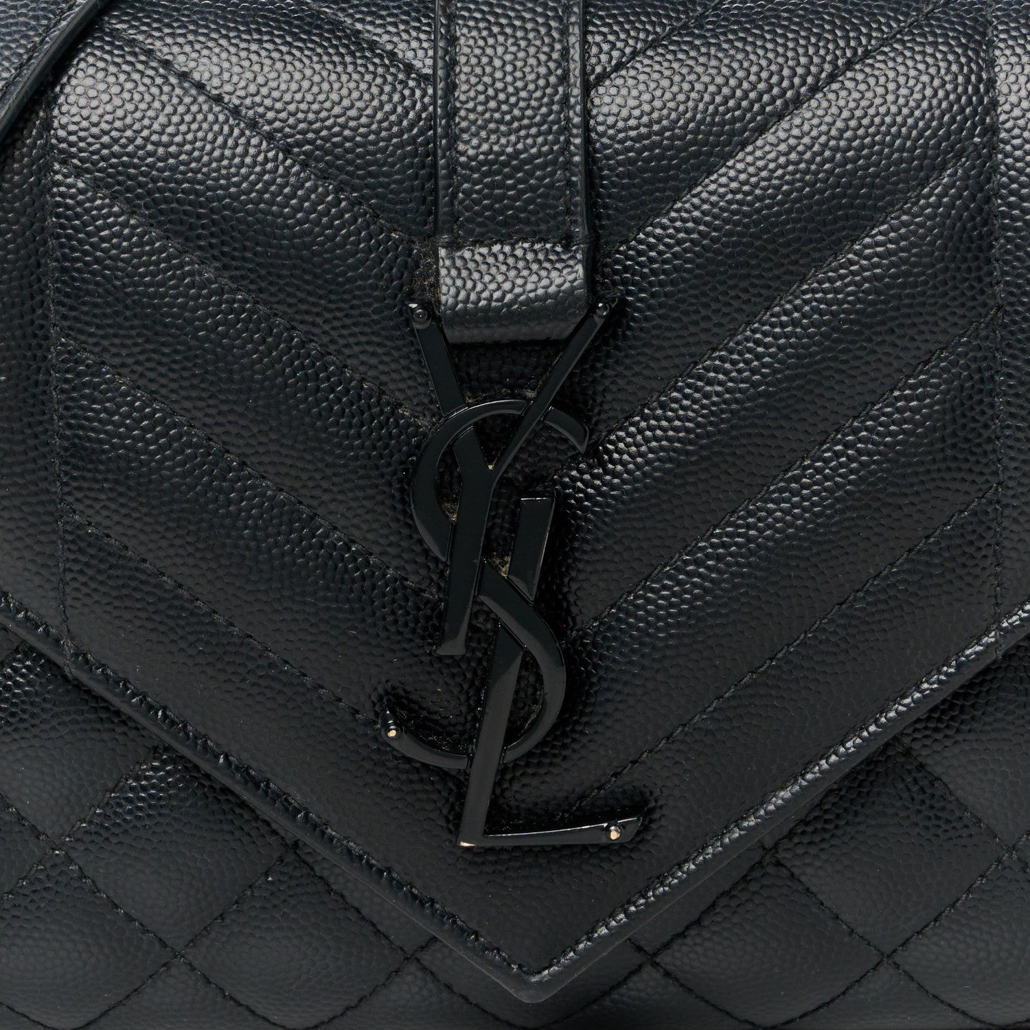 Saint Laurent Grain De Poudre Textured Mixed Matelasse Triquilt Small Monogram Monochrome Satchel Black 9 of 11