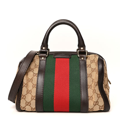 Gucci Monogram Vintage Web Small Boston Dark Brown 1 of 12