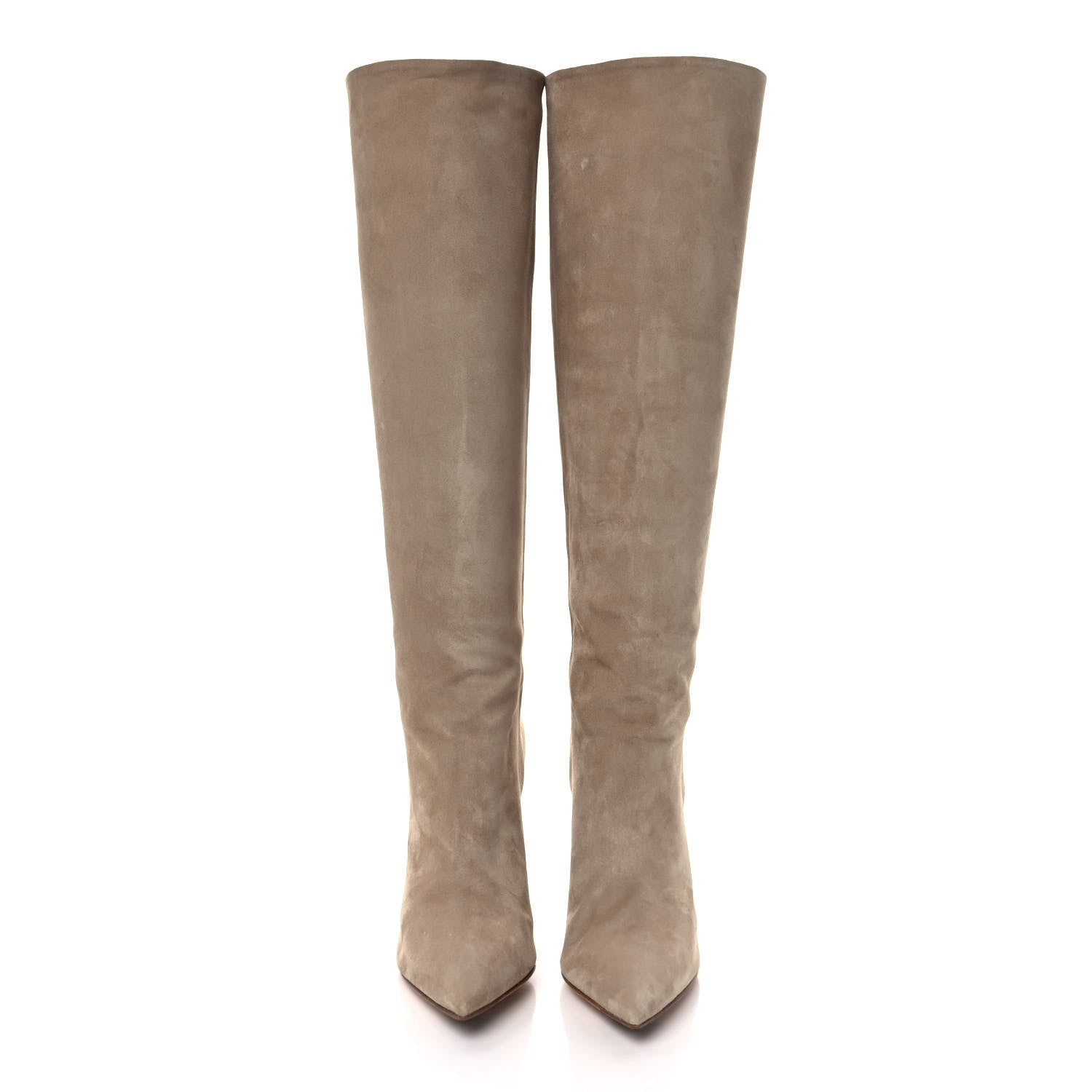 Louis Vuitton Suede Monogram Knee Boots 37 Beige 2 of 8