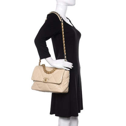 Chanel Lambskin Quilted Large 19 Flap Beige 2 of 10