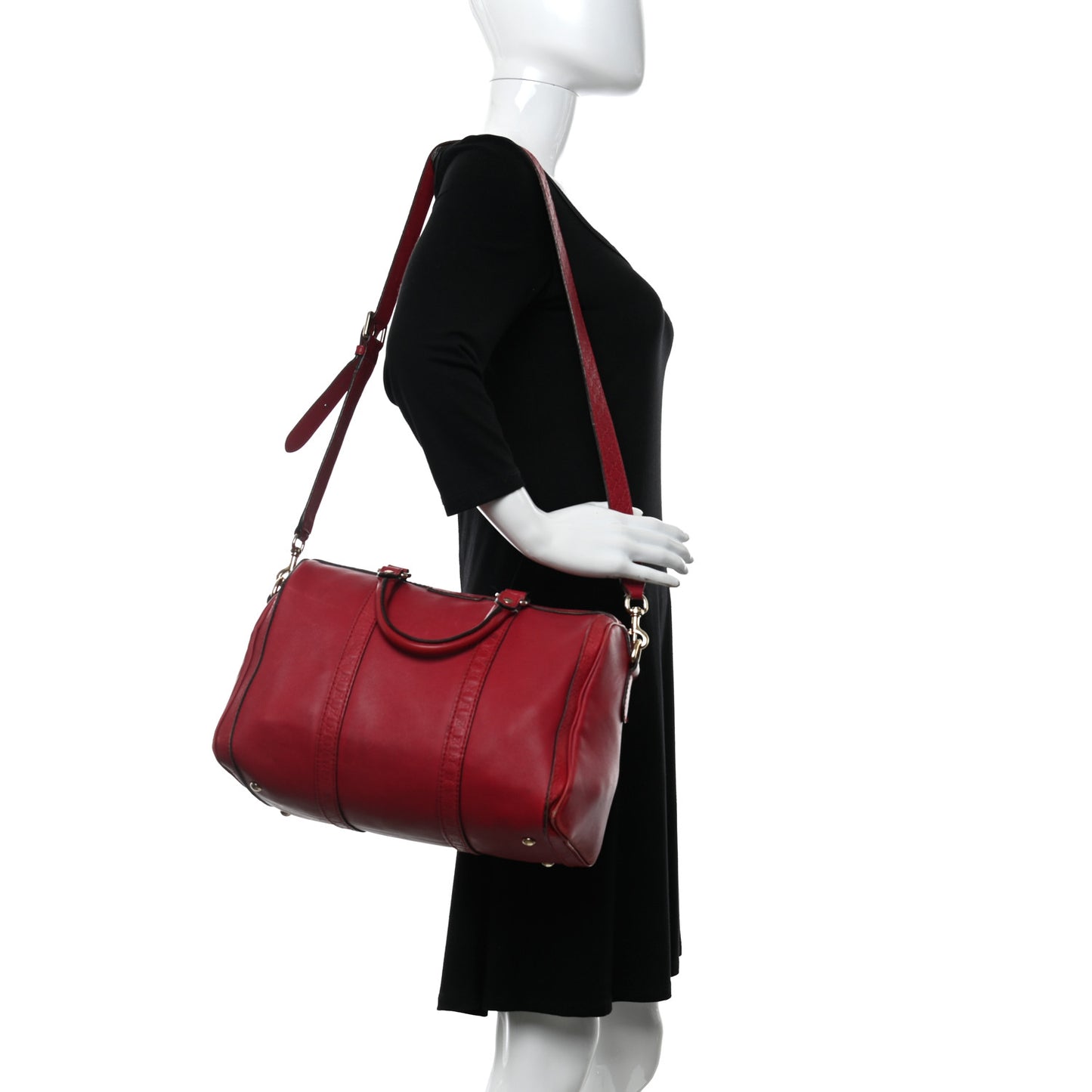 Calfskin Microguccissima Trim Medium Boston Raspberry Red