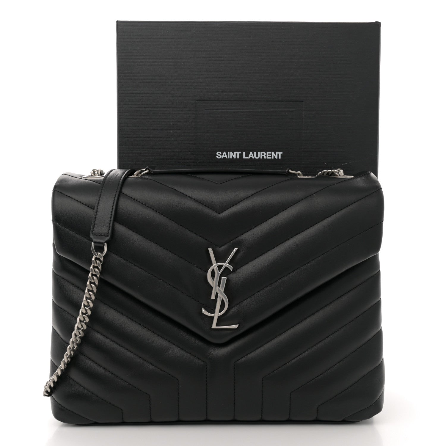 Saint Laurent Calfskin Y Quilted Monogram Medium Loulou Chain Satchel Black 12 of 12