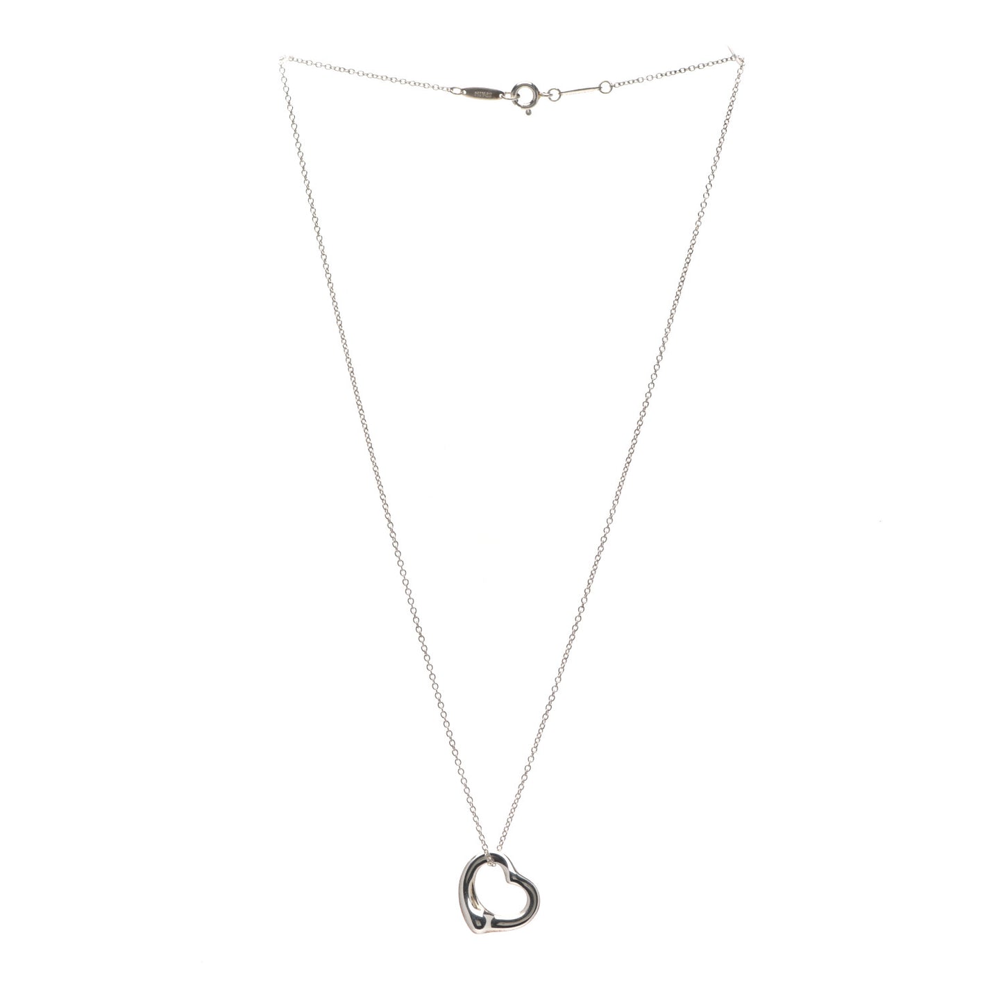 Sterling Silver 16mm Elsa Peretti Open Heart Pendant Necklace