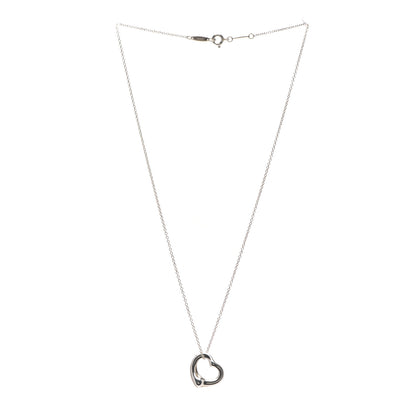Tiffany Sterling Silver 16mm Elsa Peretti Open Heart Pendant Necklace 3 of 4