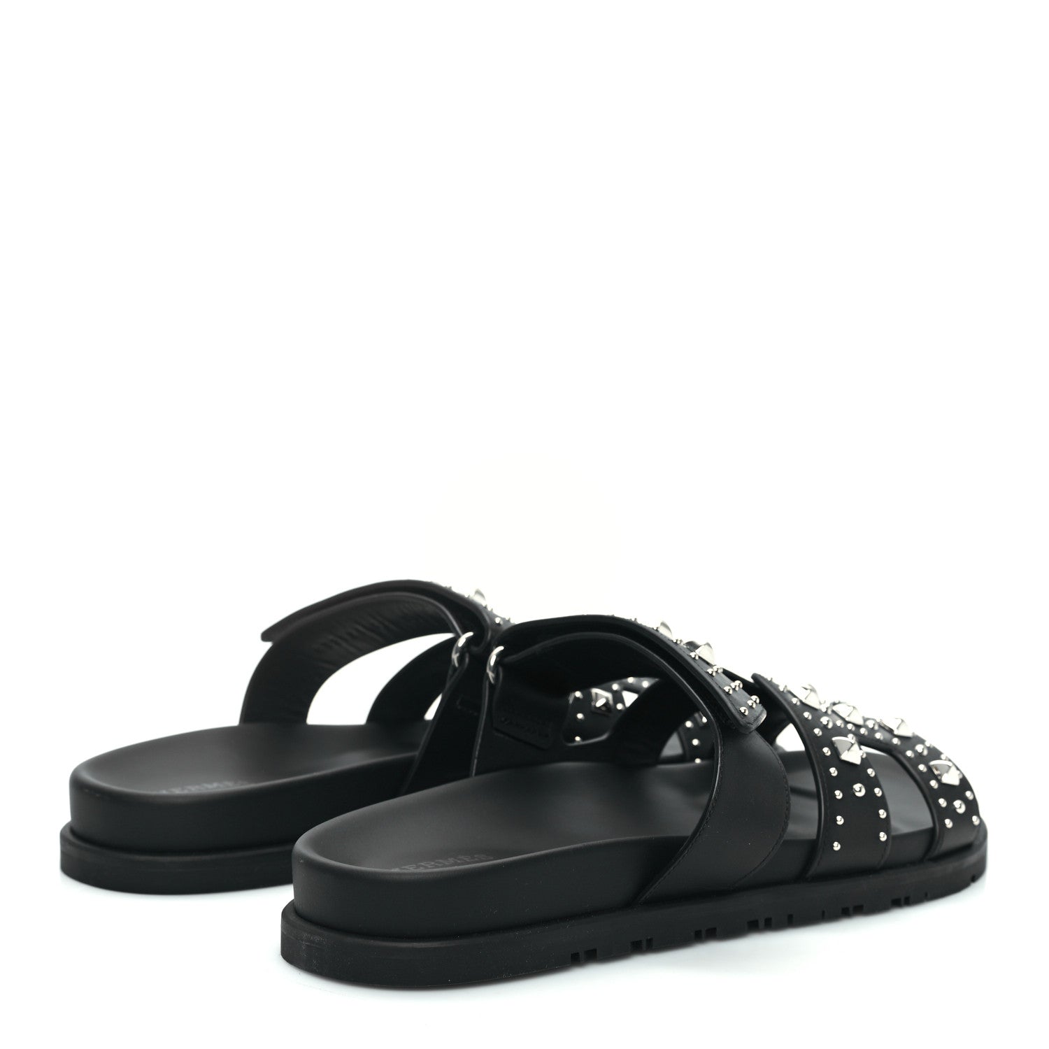 Hermes Calfskin Medor Studded Womens Chypre Sandals 39.5 Black 4 of 8