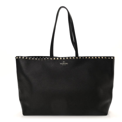 Valentino Garavani Grained Calfskin Rockstud Shoulder Tote Black 1 of 9