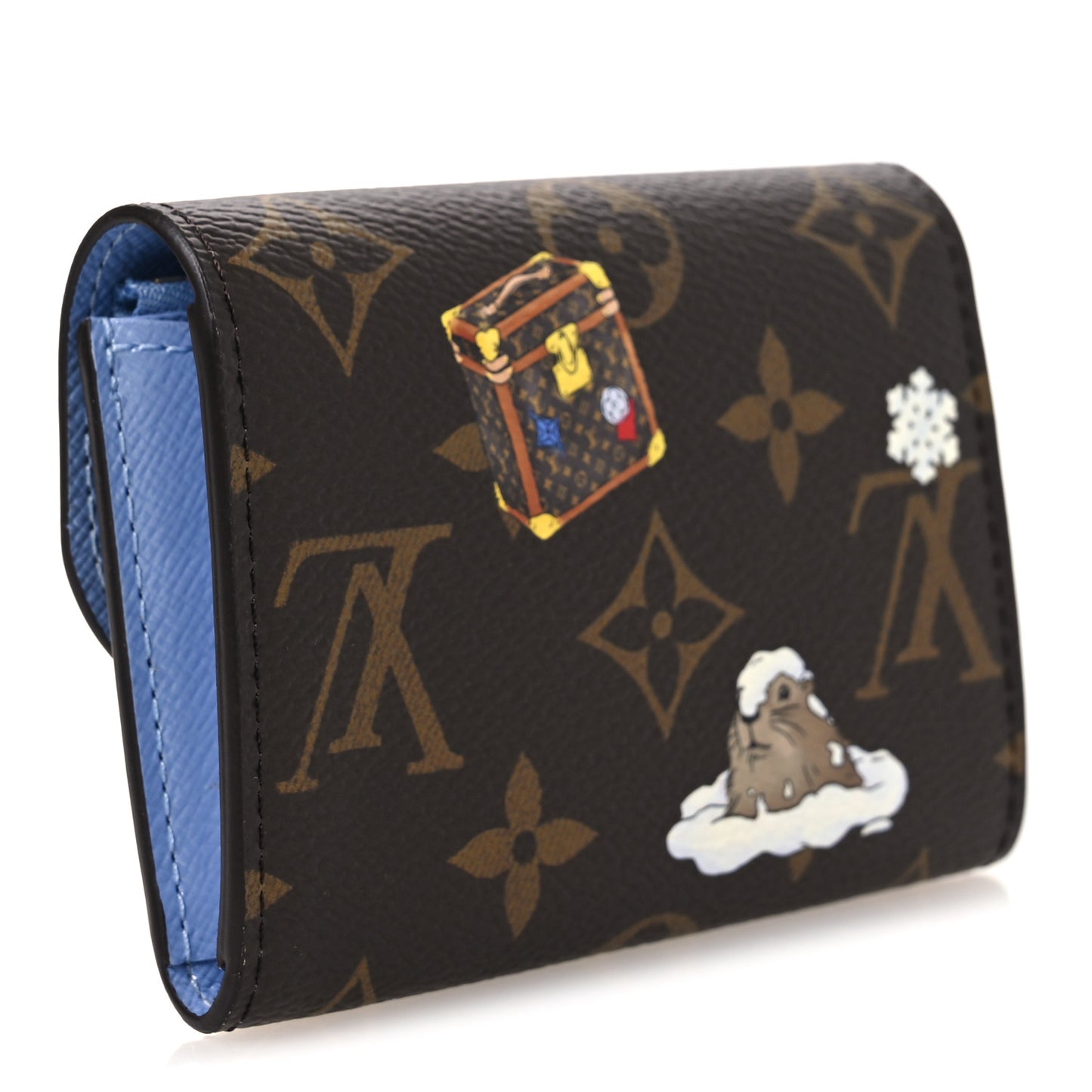 Monogram 2025 Christmas Animation Winter Holiday Rosalie Coin Purse Blue Frost