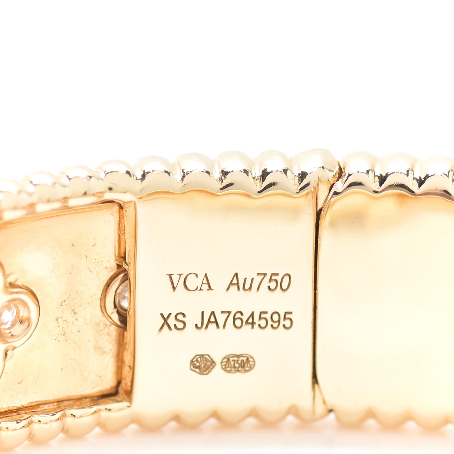 Van Cleef & Arpels 18K Yellow Gold Diamond Perlee Clovers Bangle Bracelet XS 4 of 5