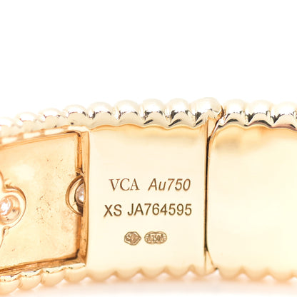 Van Cleef & Arpels 18K Yellow Gold Diamond Perlee Clovers Bangle Bracelet XS 4 of 5