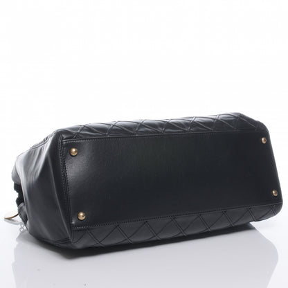 Chanel Calfskin Diamond Debossed Large Cosmos Zip Tote Black 4 of 7