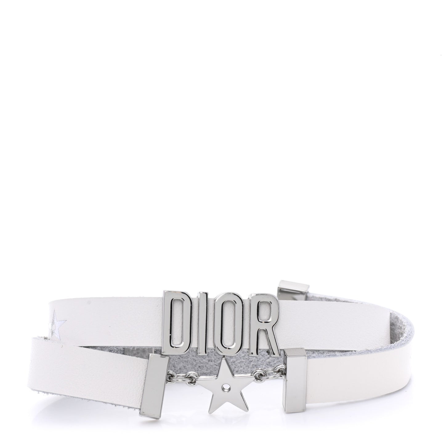 Calfskin Star Dior Double Bracelet White