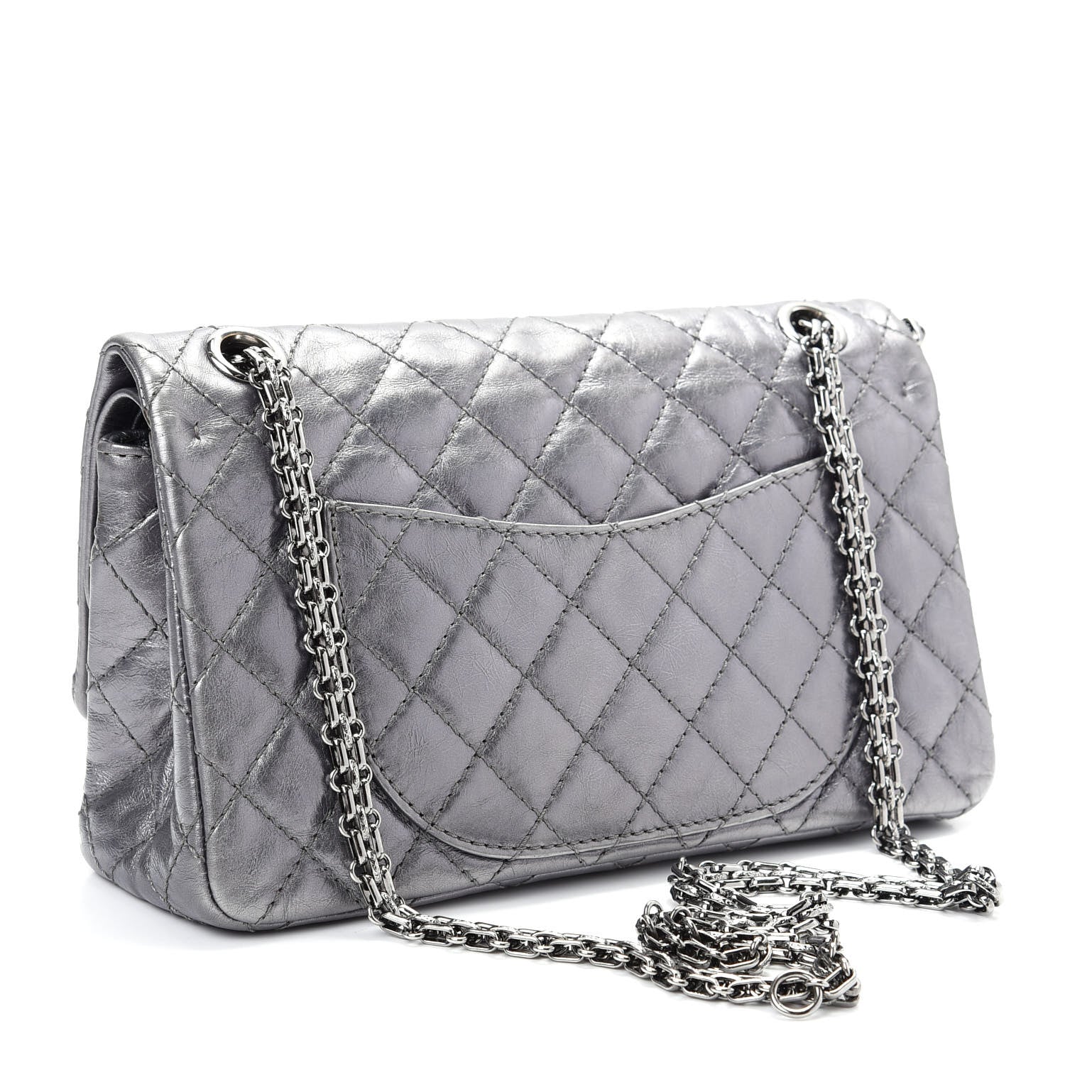 Chanel Metallic Aged Calfskin Quilted 2.55 Reissue 225 Flap Silver 4 of 11