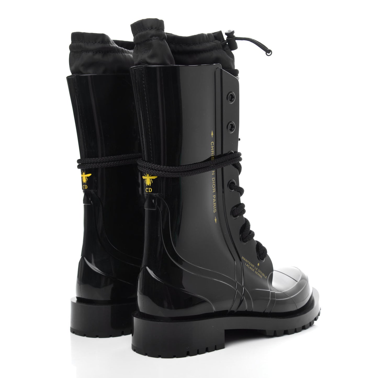 Shiny Rubber Diorcamp Low Boots 35 Black