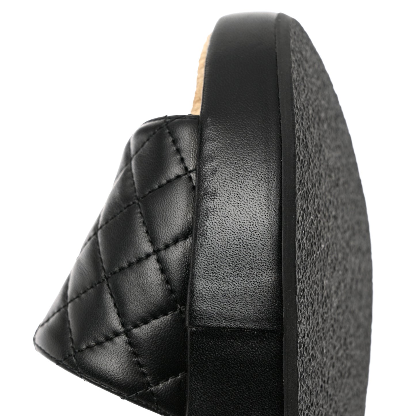 Lambskin Quilted CC Mules Sandals 36 Black White