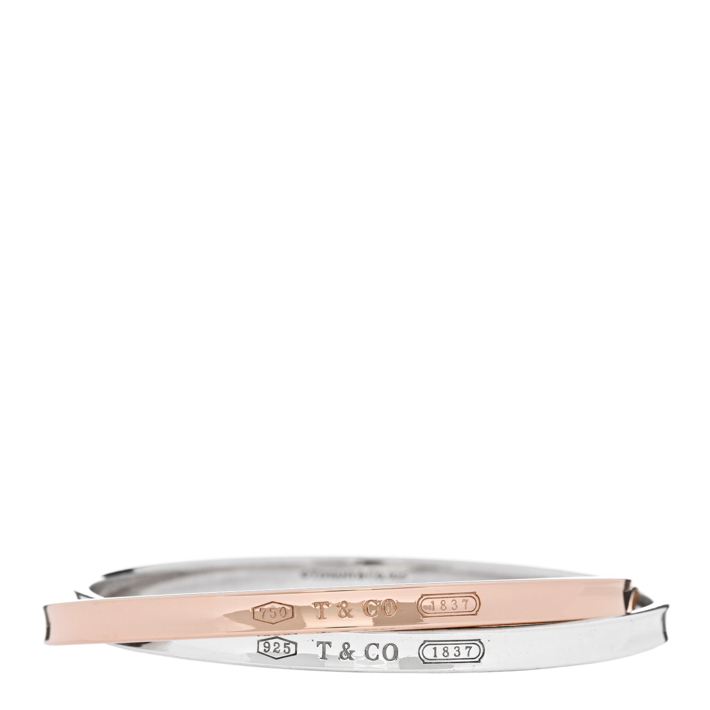 18K Rose Gold Sterling Silver 1837 Interlocking Bangle Bracelet