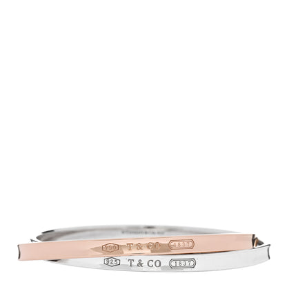 Tiffany 18K Rose Gold Sterling Silver 1837 Interlocking Bangle Bracelet 1 of 3