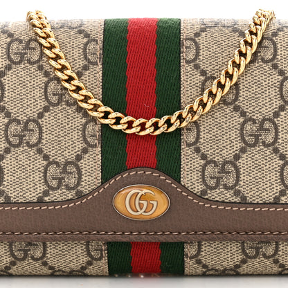 Gucci GG Supreme Monogram Web Ophidia Wallet On Chain Brown 8 of 11