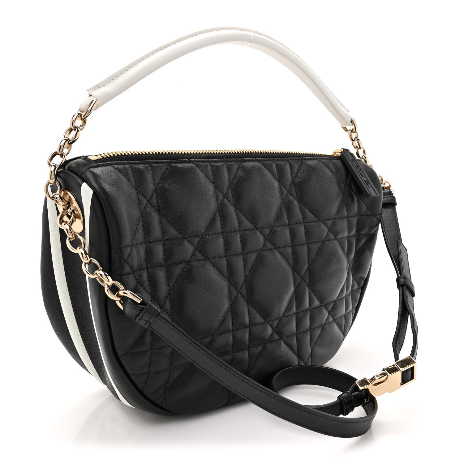 Christian Dior Lambskin Cannage Medium Dior Vibe Hobo Bag Black 3 of 11