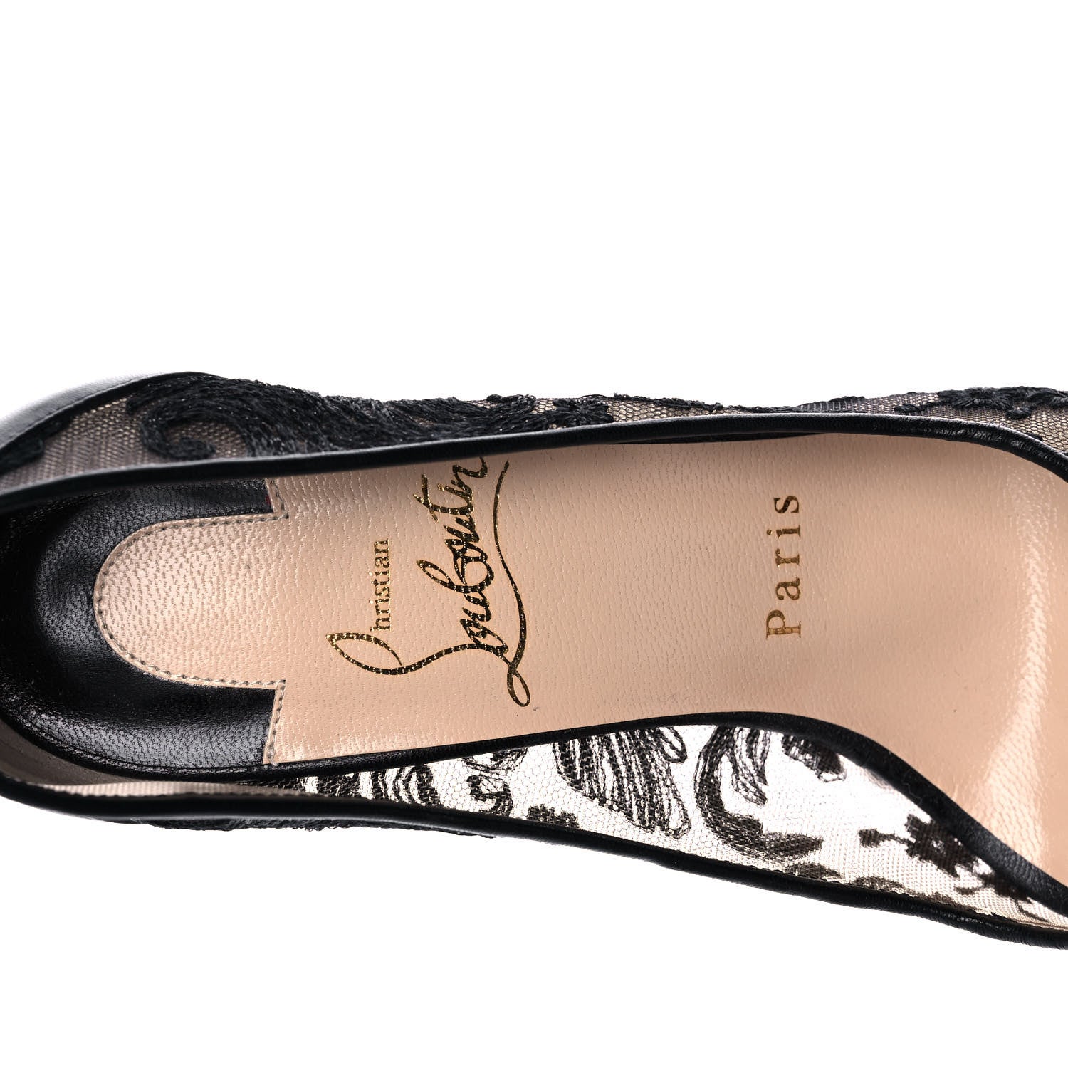Christian Louboutin Dentelle Chantilly Follies Lace 100 Peep Toe Pumps 36.5 Black 7 of 9