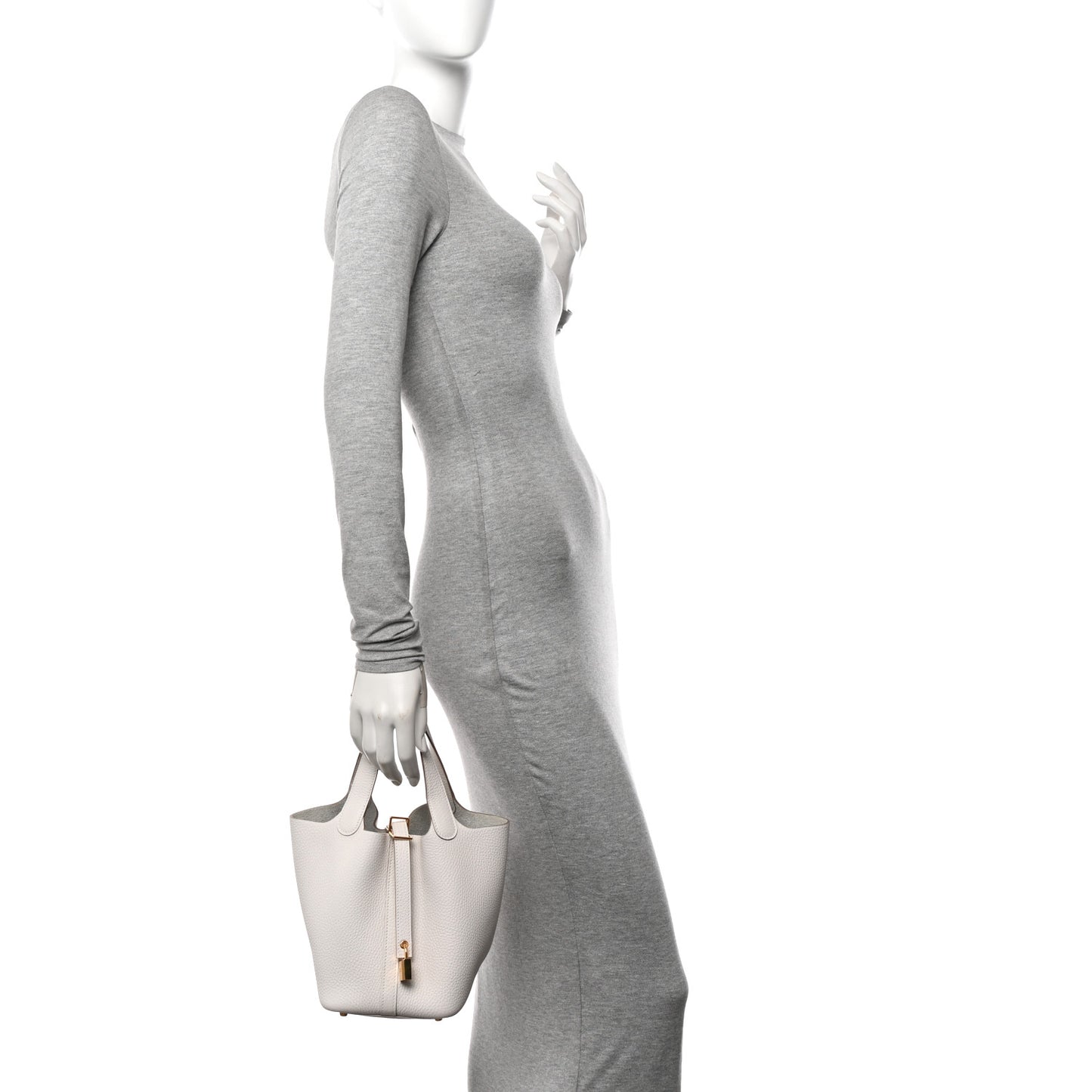 Taurillon Clemence Picotin Lock 18 PM Gris Pale