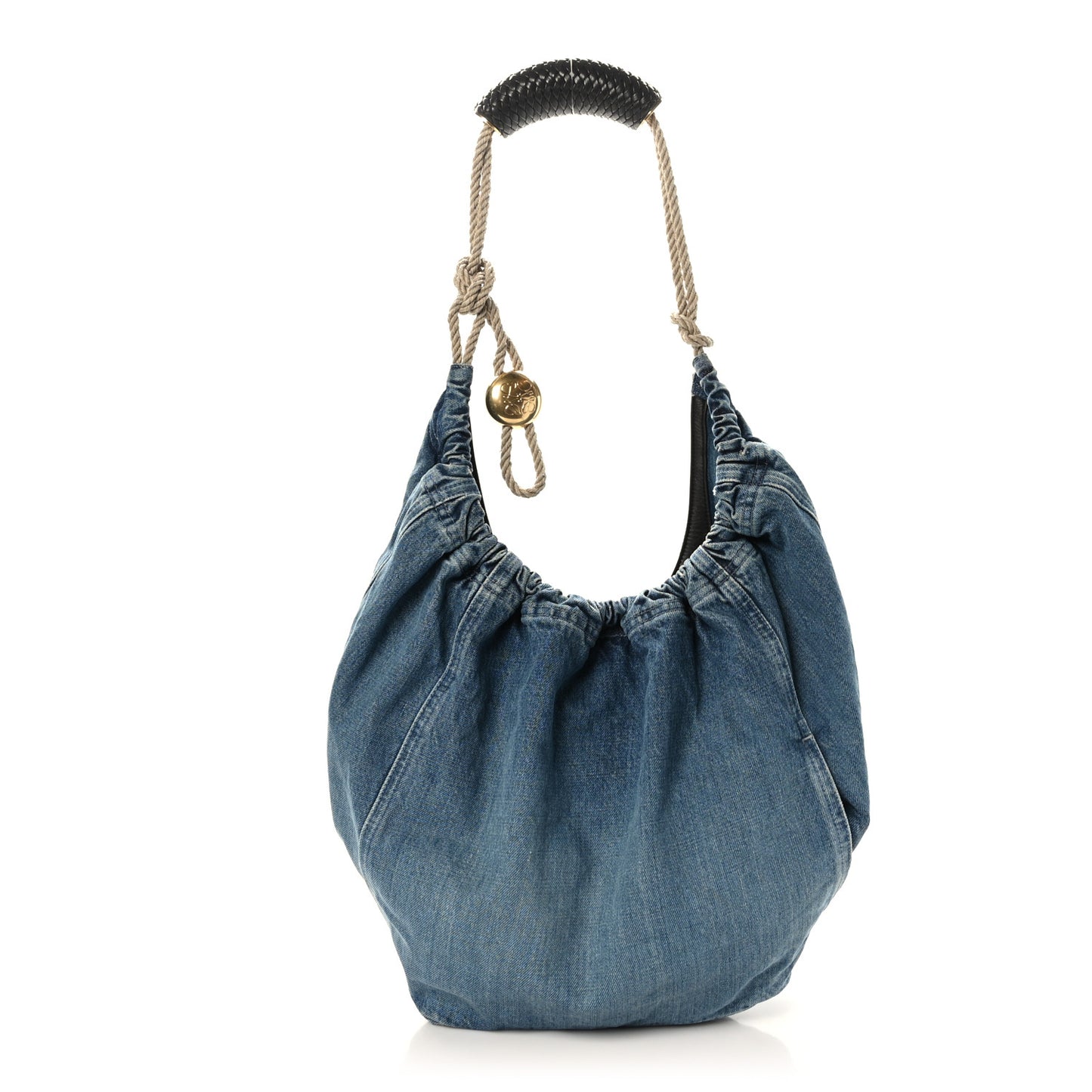 Washed Denim Medium Squeeze Bag Light Blue