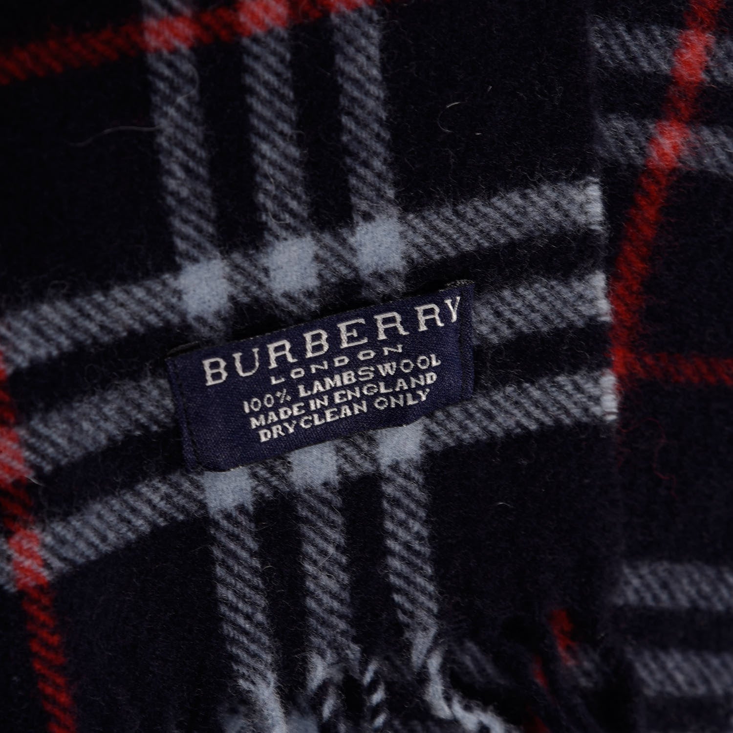 Burberry Lambswool Check Fringe Scarf Navy 3 of 3