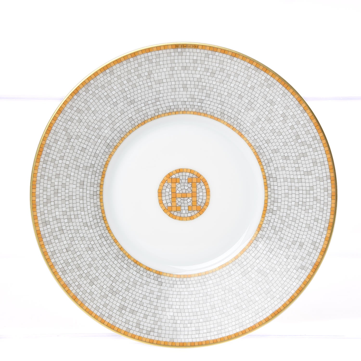 Hermes Porcelain Mosaique Au 24 Gold Tea Cup And Saucer Set Of 2 6 of 10