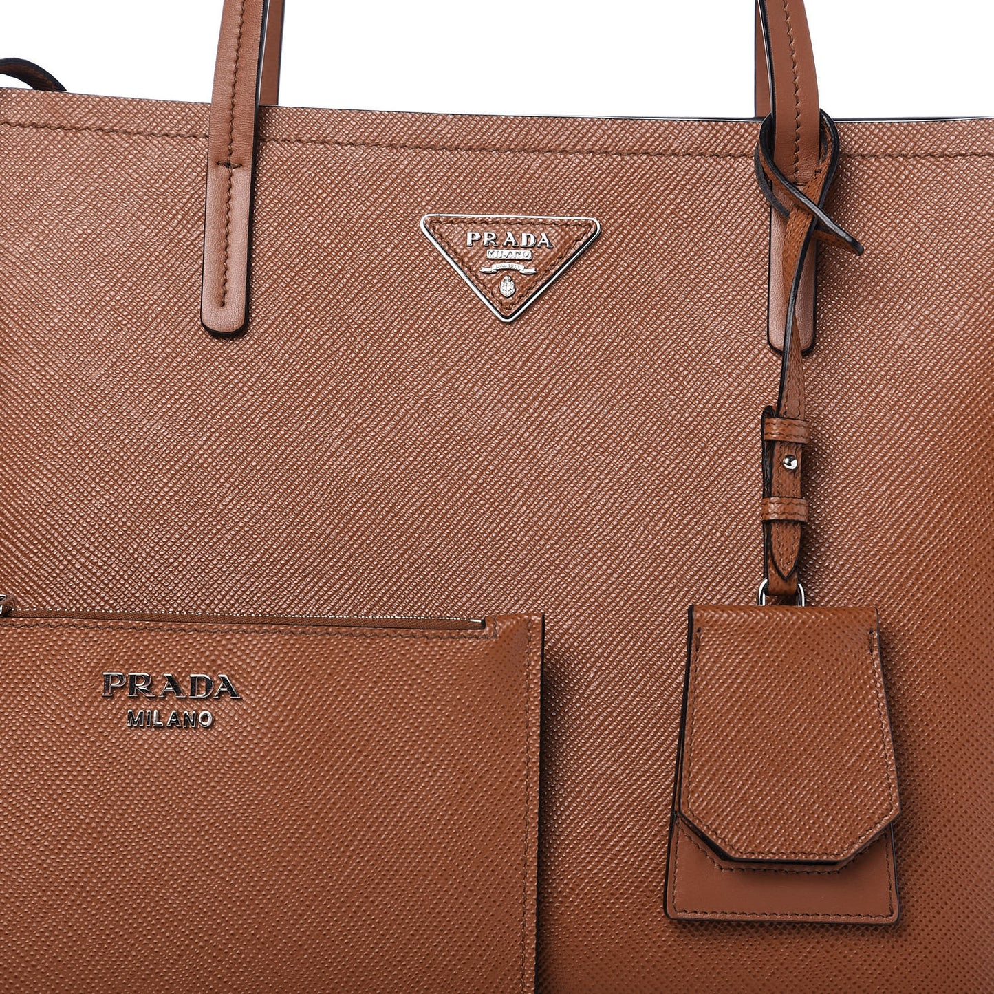 Saffiano Cuir Shopping Tote Cognac Black