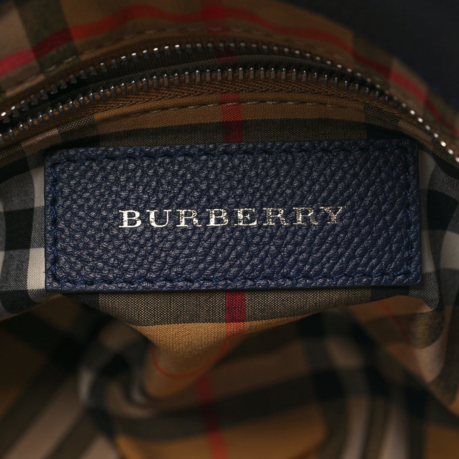 Burberry Grainy Calfskin House Check Small Banner Tote Regency Blue 6 of 9
