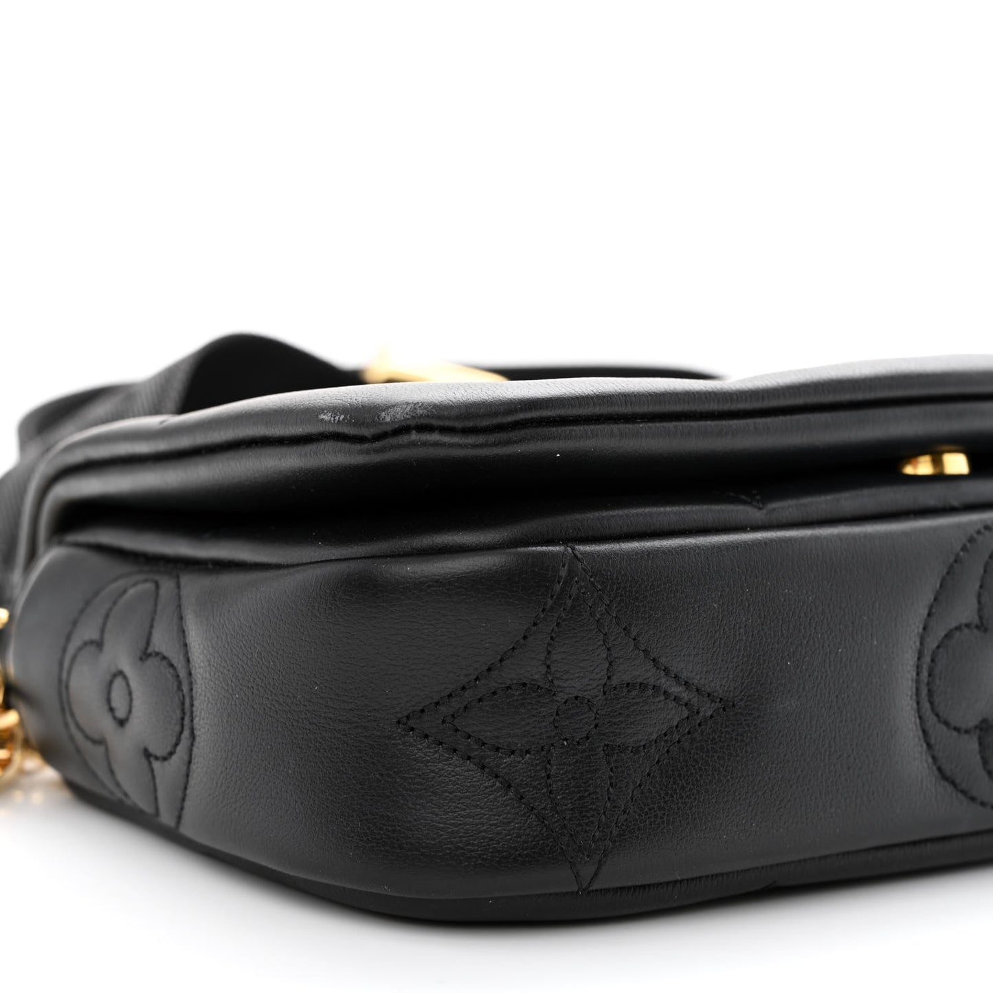 Calfskin Bubblegram Wallet On Strap Black