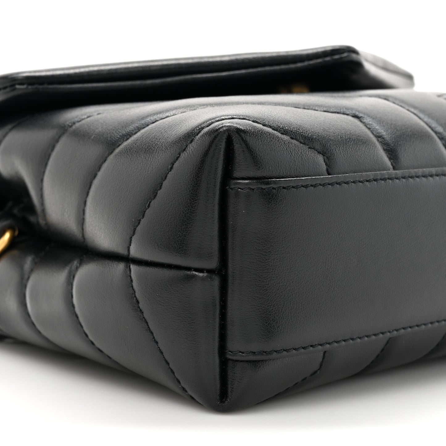 Calfskin Y Quilted Monogram Toy Loulou Crossbody Bag Black